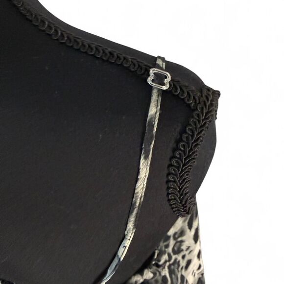 Vigoss Collection Y2K Animal Print Cami Top L Black White Zebra Leopard Ruffle - Picture 5 of 8